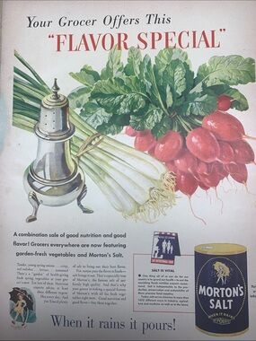 Vintage Morton’s Salt Advertisement Life Magazine June 7, 1943